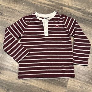 Like New, Janie and Jack Striped Long Sleeve Henley with car embroidery